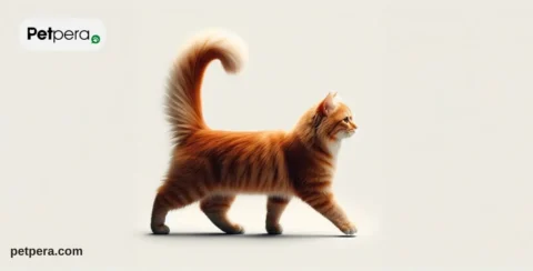 Kuyruğu dik şekilde yürüyen kedi